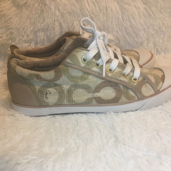 Coach Barrett Canvas Leather Trim Sneakers Size 9B - Picture 4 of 8